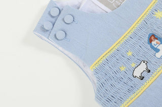 Light Blue Nativity Smocked Overalls