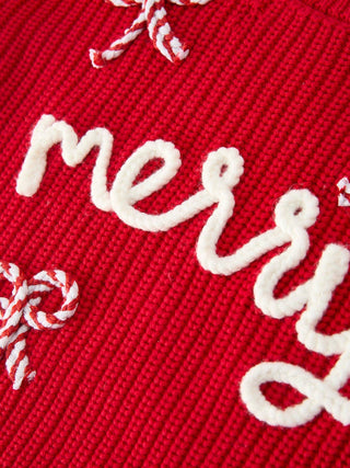 Winter Christmas Red "merry" Pullover Sweater
