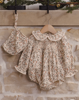 Quincy Mae Woven Baby Bonnet Holiday Floral