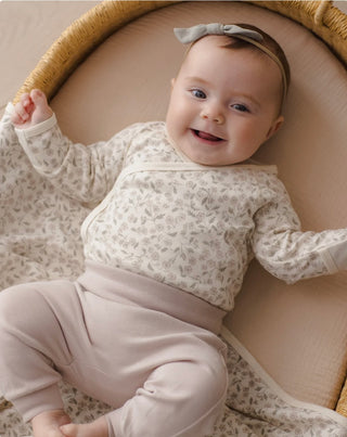 QUINCY Mae Floret Side Snap Bodysuit + Pant Set