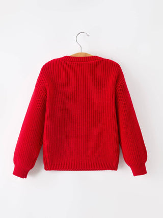 Winter Christmas Red "merry" Pullover Sweater