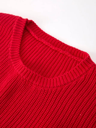 Winter Christmas Red "merry" Pullover Sweater
