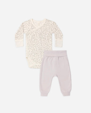 QUINCY Mae Floret Side Snap Bodysuit + Pant Set