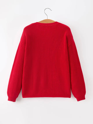Winter Christmas Red "merry" Pullover Sweater