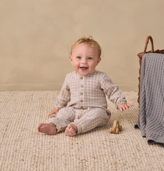 Quincy Mae Woven Jumpsuit Blue Gingham