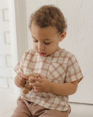 Quincy Mae Woven Boxy Top Rustic Plaid