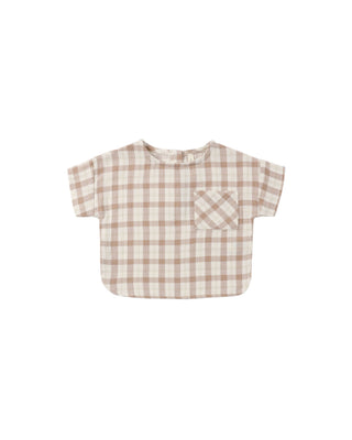 Quincy Mae Woven Boxy Top Rustic Plaid