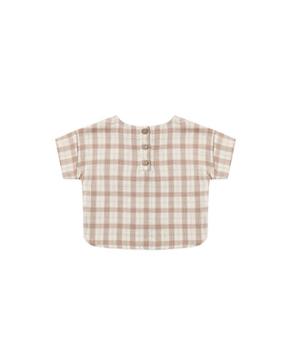 Quincy Mae Woven Boxy Top Rustic Plaid