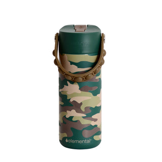 Fidget Handle Kids Stainless Bottle 18oz Green Camo