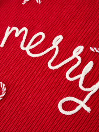 Winter Christmas Red "merry" Pullover Sweater