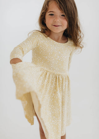 Good Apples Kids - 3/4 Sleeve Twirl Dress in Buttercup