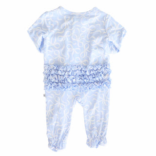 Caden Lane - Blue-tiful Bows Ruffle Zipper Footie