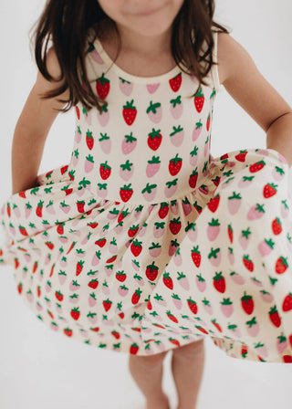 Good Apples Kids - Sleeveless Twirl Dress in Strawberry Blush: Strawberry Blush