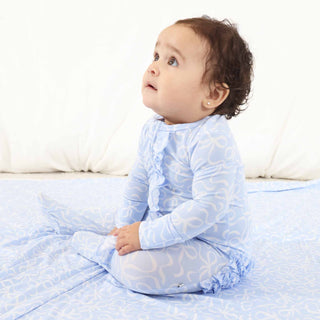 Caden Lane - Blue-tiful Bows Ruffle Zipper Footie