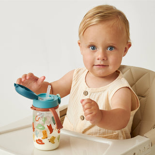 Itzy Ritzy - *NEW* Itzy Sips™ - Straw Cup With Snap-Close Lid: Ribbons & Roses