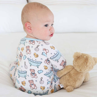 Caden Lane - Bathtime Besties Convertible Zip Romper | Blue: 18-24 months