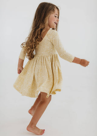 Good Apples Kids - 3/4 Sleeve Twirl Dress in Buttercup