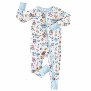 Caden Lane - Bathtime Besties Convertible Zip Romper | Blue: 18-24 months