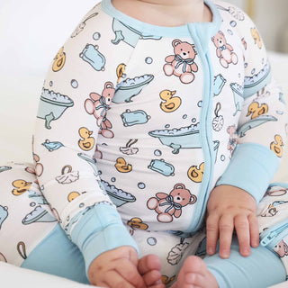 Caden Lane - Bathtime Besties Convertible Zip Romper | Blue: 18-24 months