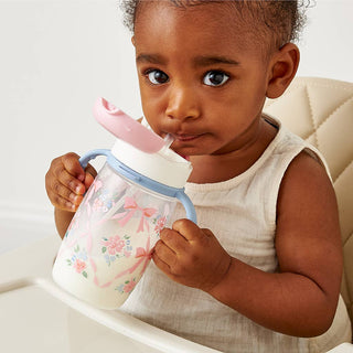 Itzy Ritzy - *NEW* Itzy Sips™ - Straw Cup With Snap-Close Lid: Ribbons & Roses