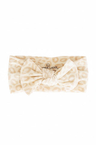 Caden Lane - Lovely Leopard Bamboo Waffle Knit Large Bow Headwrap