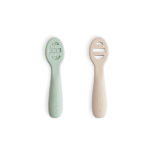 Mushie First Feeding Baby Spoons 2-pack in assorted colors