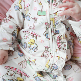Caden Lane - Country Club Cuties Ruffle Zipper Footie | Pink: 0-3 months