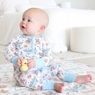 Caden Lane - Bathtime Besties Convertible Zip Romper | Blue: 18-24 months