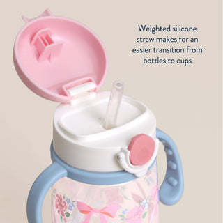 Itzy Ritzy - *NEW* Itzy Sips™ - Straw Cup With Snap-Close Lid: Ribbons & Roses