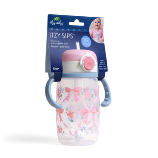 Itzy Ritzy - *NEW* Itzy Sips™ - Straw Cup With Snap-Close Lid: Ribbons & Roses