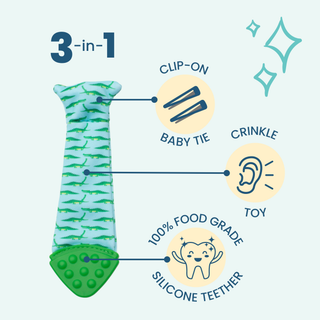 Tasty Tie® - Tasty Tie Teether, Crinkle Toy, Baby Boy Gift (Dino)