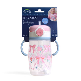 Itzy Ritzy - *NEW* Itzy Sips™ - Straw Cup With Snap-Close Lid: Ribbons & Roses
