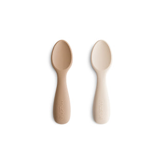Mushie Toddler Starter Spoons 2 pack in Natural/Shifting Sand