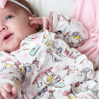 Caden Lane - Country Club Cuties Ruffle Zipper Footie | Pink: 0-3 months