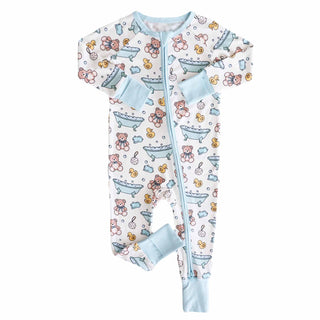 Caden Lane - Bathtime Besties Convertible Zip Romper | Blue: 18-24 months