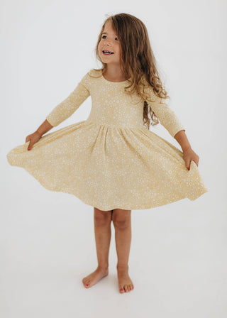 Good Apples Kids - 3/4 Sleeve Twirl Dress in Buttercup