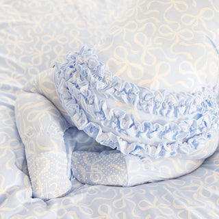 Caden Lane - Blue-tiful Bows Ruffle Zipper Footie