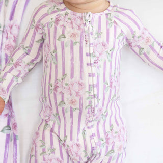 CADEN LANE - LILA'S LILAC'S BAMBOO WAFFLE CONVERTIBLE  ZIP ROMPER