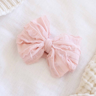 CADEN LANE - LARGE RUFFLE KNIT BOW | PINKS: ROSE QUARTZ
