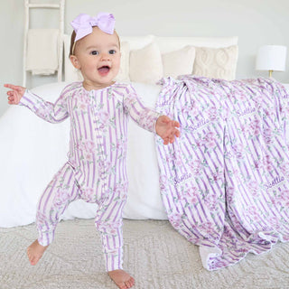 CADEN LANE - LILA'S LILAC'S BAMBOO WAFFLE CONVERTIBLE  ZIP ROMPER