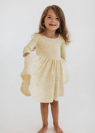 Good Apples Kids - 3/4 Sleeve Twirl Dress in Buttercup