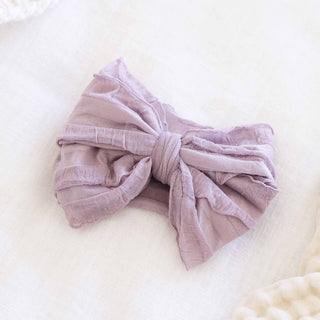 Caden Lane - Large Ruffle Knit Bow | Purples: Off White