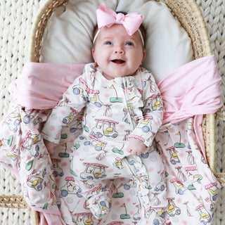 Caden Lane - Country Club Cuties Ruffle Zipper Footie | Pink: 0-3 months