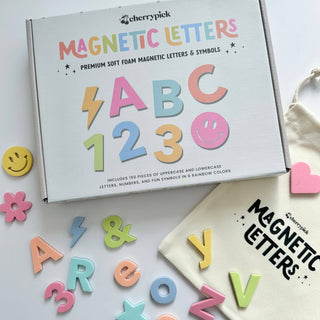 CHERRYPICK- SOFT FOAM MAGNETIC LETTERS  & SYMBOLS 150PC SET: PASTEL RAINBOWS