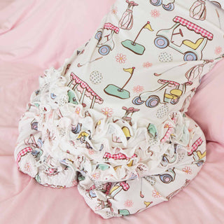 Caden Lane - Country Club Cuties Ruffle Zipper Footie | Pink: 0-3 months