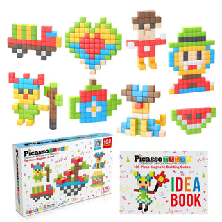 PicassoTiles - PicassoTiles 108pc 1.2" Magnetic Cubes Set