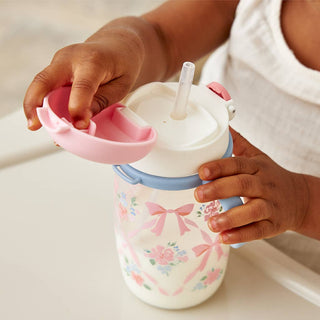 Itzy Ritzy - *NEW* Itzy Sips™ - Straw Cup With Snap-Close Lid: Ribbons & Roses