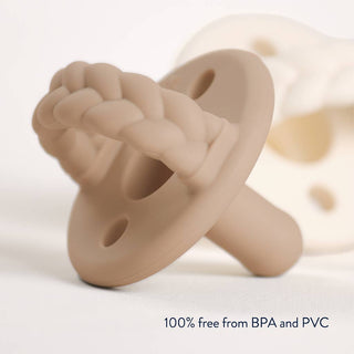 Itzy Ritzy - *NEW SIZE* Sweetie Soother™ Pacifier Sets (2-pack): Toast + Buttercream Braids