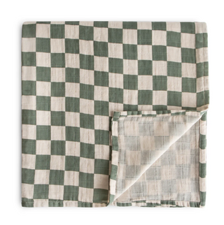 Mushie Organic Cotton Muslin Swaddle Blanket in assorted patterns