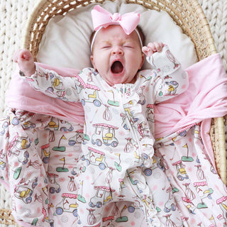 Caden Lane - Country Club Cuties Ruffle Zipper Footie | Pink: 0-3 months
